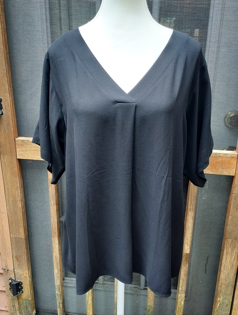 Eileen Fisher Black Silk V-neck Blouse